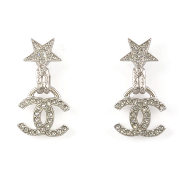 CHANEL パールとクリスタルのスタッドピアス CHANEL パール クリスタル