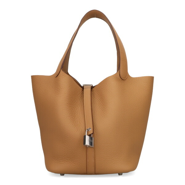 エルメス ピコタン 鍵を掛ける MM 22糎 HERMES トリヨンクレマンス ビスキュイ しろがね色金具 K目じるし 060991