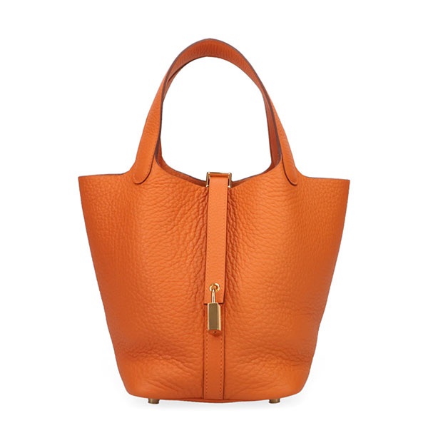 エルメス ピコタン PM 18糎 HERMES トリヨンクレマンス オレンジ色 ゴールド金具 056289 K目じるし