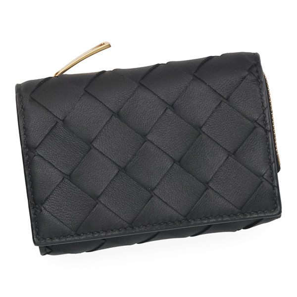 ボッテガヴェネタ 紙入れ BOTTEGA VENETA イントレチャート 三つ折りファスナーウォレット 690568 V3UH2 8425 黒いこと