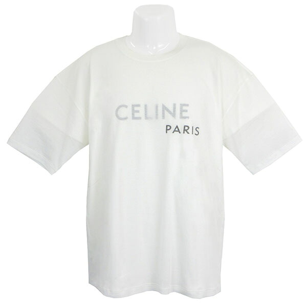 セリーヌ Tシャツ メンズ CELINE ダブルレイヤーTシャツ ファインコットンジャージー RX0DT0F17 01OB オフホワイト ブラック Sサイズ