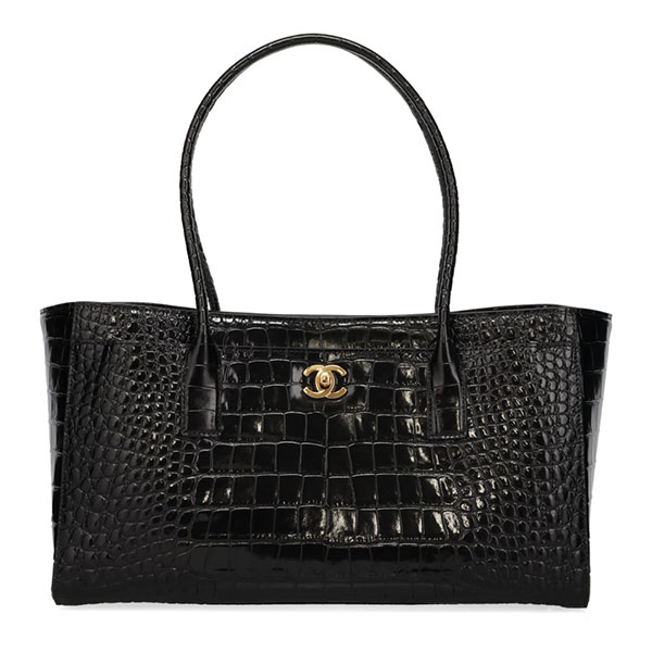シャネル バッグ レディース CHANEL スモールショッピングバッグ クロコダイルエンボス AS6243 B24144 94305 ブラック ゴールド金具|カミーノ