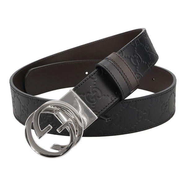 グッチ 三尺帯 メンズ GUCCI インターロッキングG リバーシブルレザーベルト 473030 CWCWN 1070 黒いこと+赤銅色 大いさ90糎