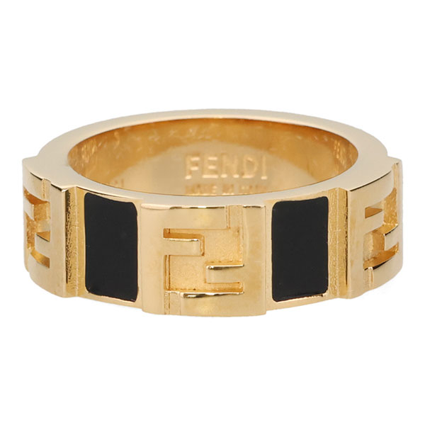 フェンディ リング レディース FENDI フォーエバーフェンディリング 8AK895 TL9 F0A1F ゴールド+ブラック サイズM 14号相当｜カミーノ