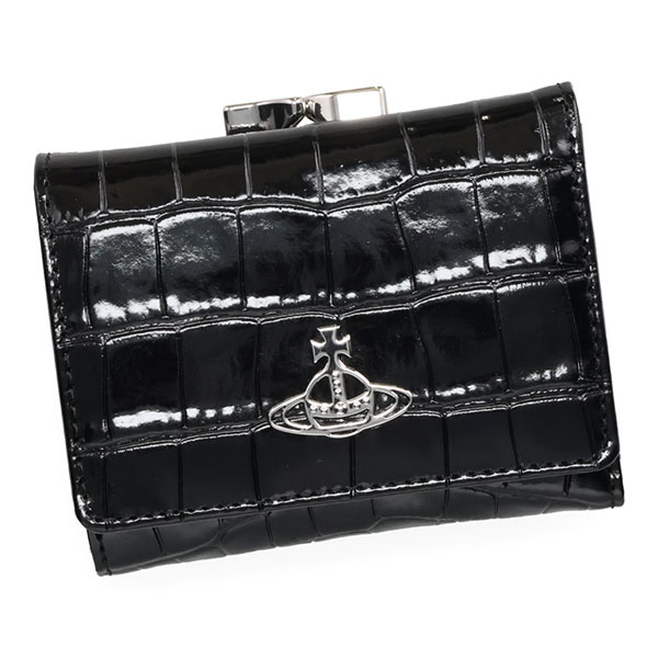 ヴィヴィアンウエストウッド 紙入れ Vivienne Westwood エンボスドクロコ 三つ折り紙入れ 51010018 L0039 N401 黒いこと