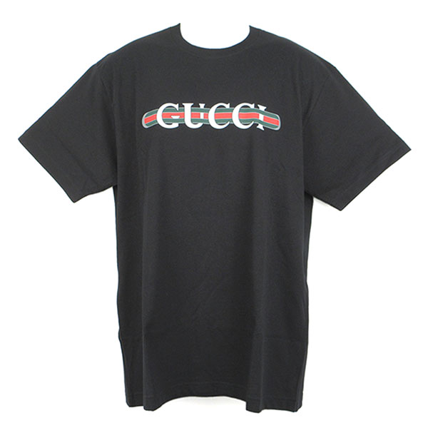 グッチ Tシャツ メンズ GUCCI コットンジャージー プリントTシャツ 788093 XJGL6 1082 ブラック Mサイズ｜カミーノ