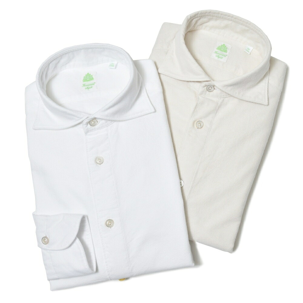 Finamore / フィナモレSIMONEシモーネ/BALIバーリ コットンライトネルカッタウェイワイドカラーシャツ C0615 71042003012|camisimo 店