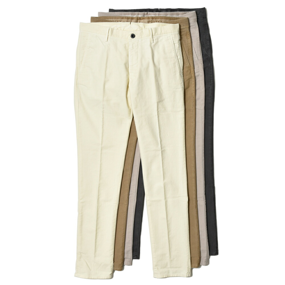INCOTEX SLACKS / インコテックス スラックスSLIM FIT ガーメントダイオーガニックコットンストレッチチノテーパードパンツ 18S100-4611D 73042000026 【なおなお書き30】