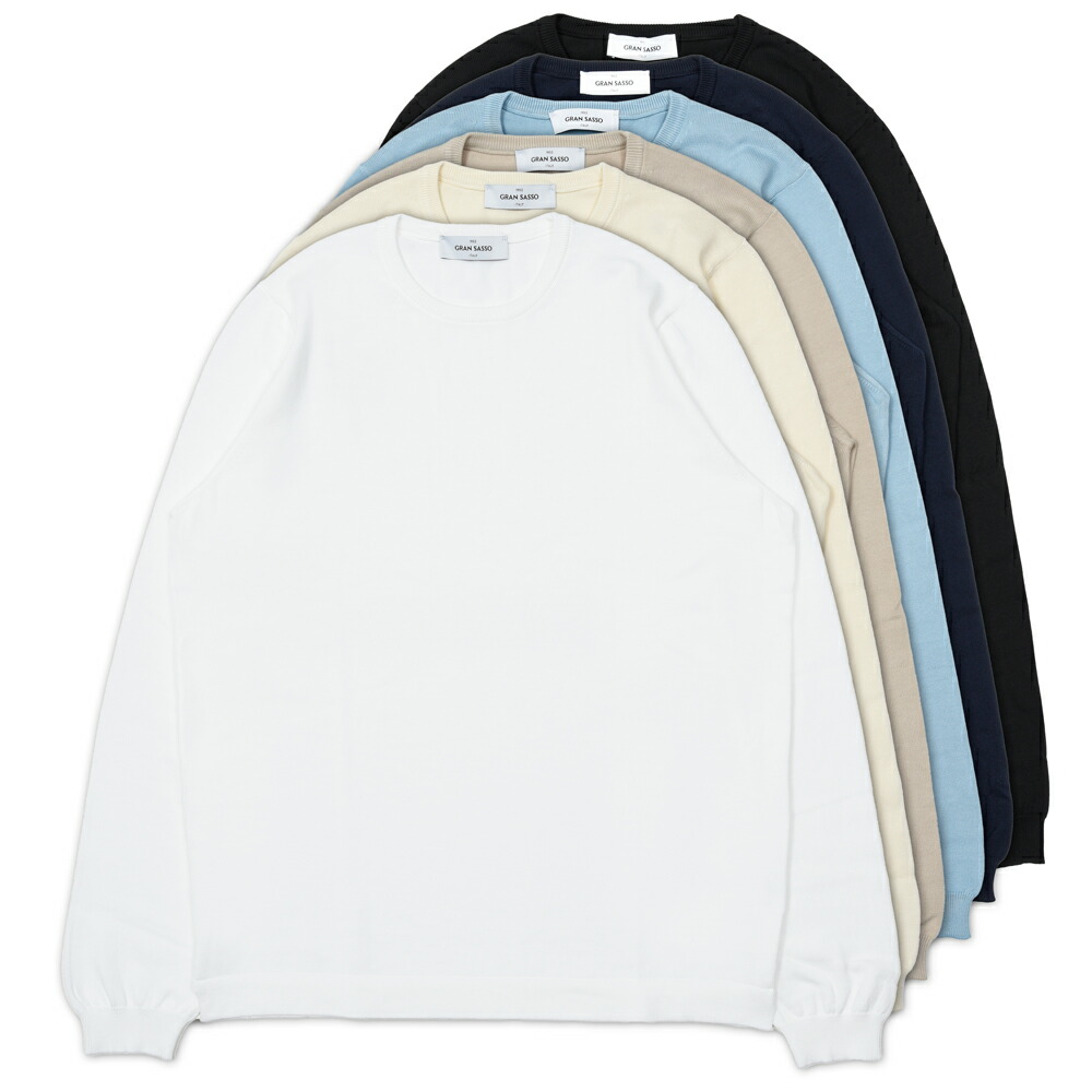 GRAN SASSO / グラン サッソ12ゲージソフトコットンL/Sクルーネックニット 58136/18120 76061002003