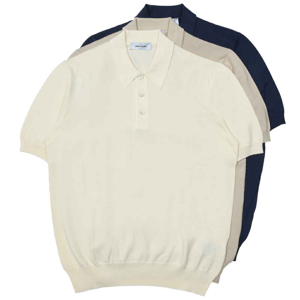 GRANSASSO / グランサッソ12ゲージソフトコットンS/S編み物ポロ 55165/18190 76061007003