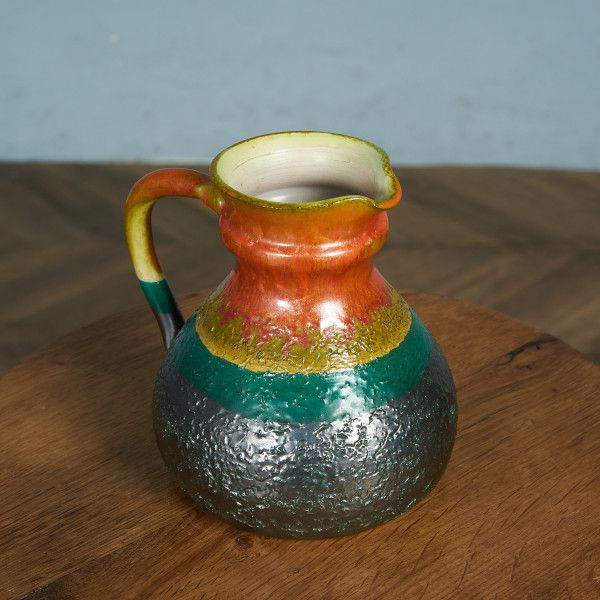 雑貨 ドイツ 陶器 German Art Pottery フラワーベース 西 ヴィンテージ 花瓶 Fat lava アートポタリー 水差し ディスプレイ 持ち手付 #81802