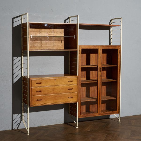 チェスト・キャビネット 連合王国 チーク ステイプルズ Staples ( Staples of Cricklewood ) ウォール社会的単位 Ladderax シェルフ ヴィンテージ 押し込み 仕合わせ 壁面納める 書物棚 ラダラックス #83692