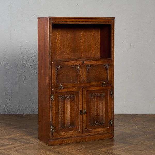 英国アンティーク木製ブックケースキャビネット/本棚/食器棚/飾り棚(91-28) MINT ブックシェルフ キャビネットW90cm アンティーク調シャビーシック