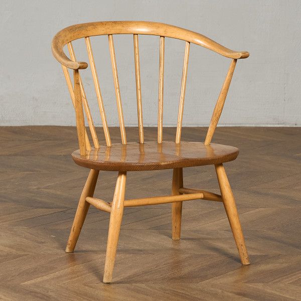 椅子・ソファ イギリス エルム アーコール ERCOL ヴィンテージ スモーカーズ ローチェア レア カウホーン 低座面 英国 ウィンザー アームチェア ラウンジチェア #97092