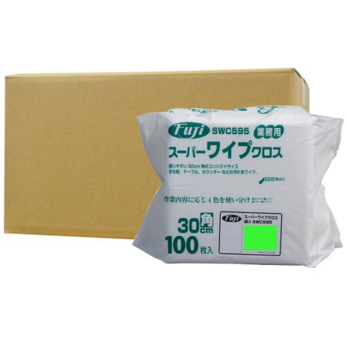スーパーワイプクロス 袋入 薄っぺら 緑であること 30糎角 【958400】 100枚×18袋/入れもの フジナップ 御役目用カウンタ差し交わす ふきん 西洋手ぬぐい
