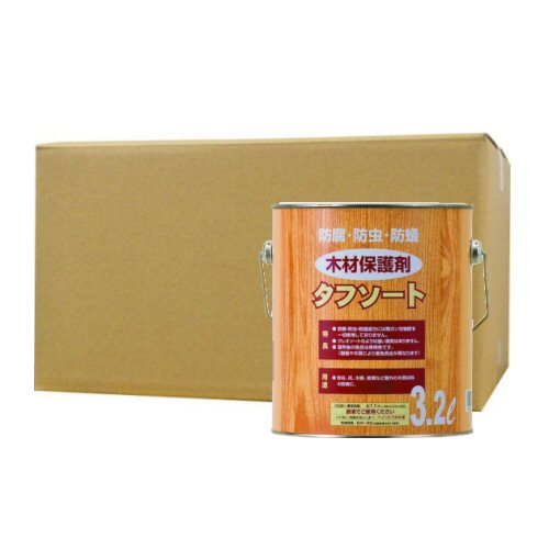 木材保護剤 タフソート 3.2L×4本 油剤 防腐 防蟻 ケミプロ化成 支柱 杭 木柵 板塀 土木資材 屋外部材 劣化防止