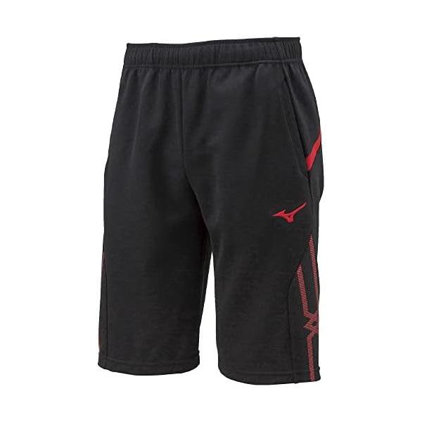 ミズノ(MIZUNO) MCライン ウォームアップハーフパンツ 吸汗速乾 32MD2111 メンズ ブラック×チャイニーズレッド