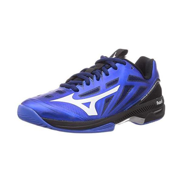 ミズノ(MIZUNO) 庭球シューズ ウエーブエクシード4広広としたAC 61GA201627 青色/白いこと/黒いこと