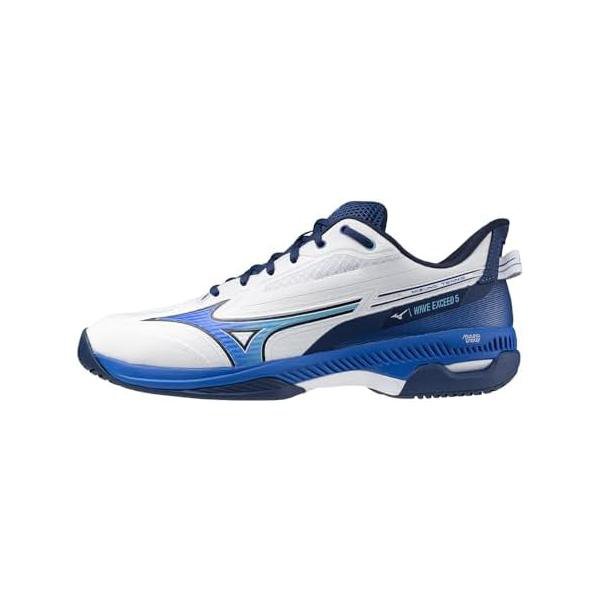 ミズノ(MIZUNO) 庭球シューズ ウエーブエクシード5 広広とした AC 軽さ 61GA231529 白いこと×青色×米国海軍