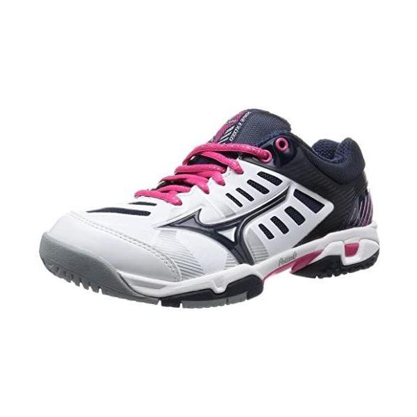 ミズノ(MIZUNO) 庭球シューズ ウエーブエクシード SS W OC レディース 白いこと×米国海軍×サクラ色 22.5糎