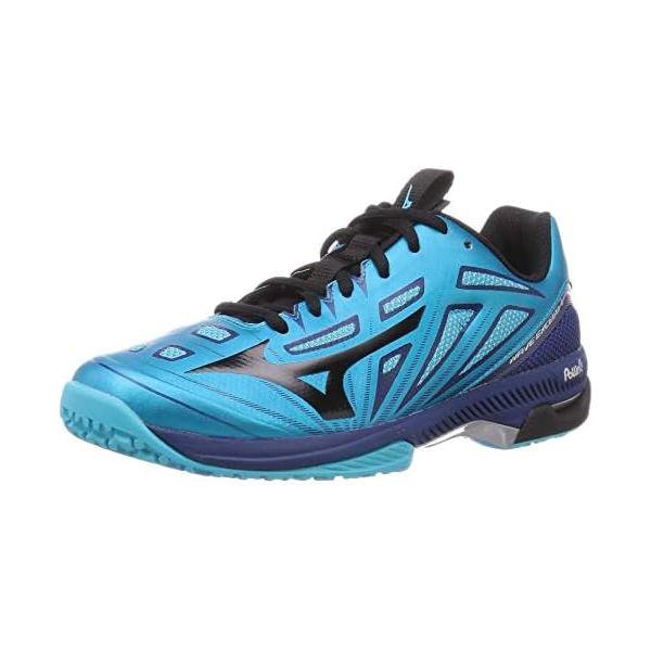 ミズノ(MIZUNO) 庭球シューズ ウエーブエクシード4OC 61GB201225 L青色/黒いこと/米国海軍 2E