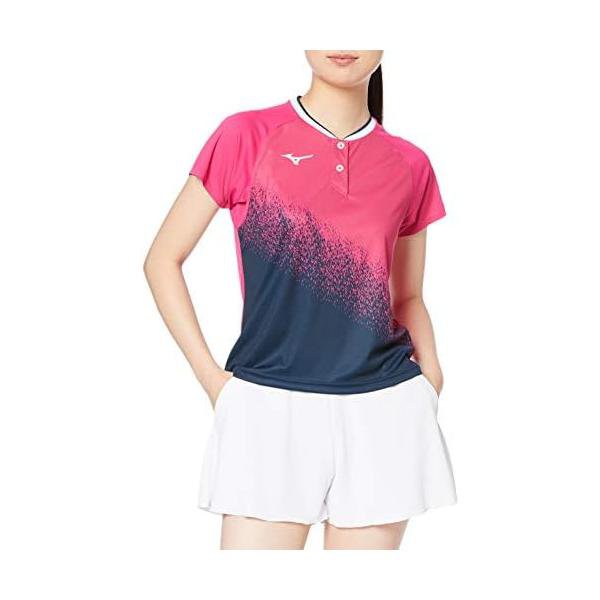ミズノ(MIZUNO) テニス ゲームシャツ 62JA0701 レディース ピンク/ネイビー