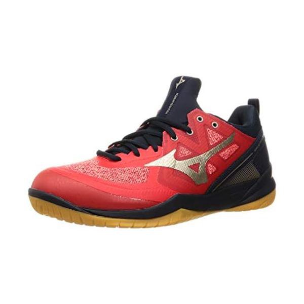 ミズノ(MIZUNO) バドミントンシューズ ウエーブファング ZERO 2 71GA21905 レッド/ゴールド/ネイビー