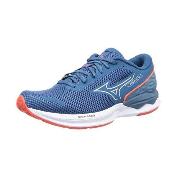 ミズノ(MIZUNO) 駈けっくらシューズ ウエーブリボルト3 J1GC238101 青み/薄墨色/オレンジ色 2E