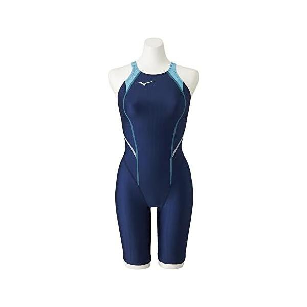 ミズノ(MIZUNO) スピード競技用競泳水泳着 ガールズ 流れはやりっ子 二分の一背広 N2MG0420 81:米国海軍×青緑色
