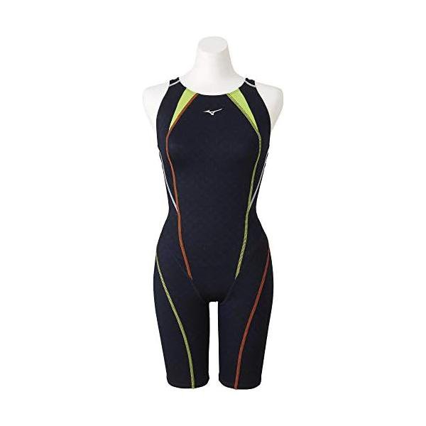 ミズノ(MIZUNO) 競泳水着 レース用 レディース サニースイム ハーフスーツ N2MG8755 ネイビー×ライム