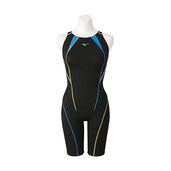 ミズノ(MIZUNO) 競泳水着 レース用 レディース サニースイム ハーフスーツ N2MG8755 ブラック×ターコイズ