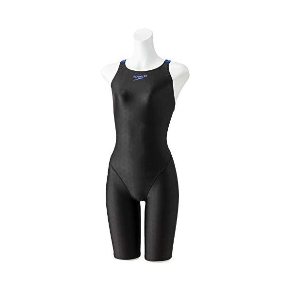 スピード(Speedo) 競泳水着 フレックスΣII ニースキンII ガールズ SCG12050F ブラック/ブルー 120cm