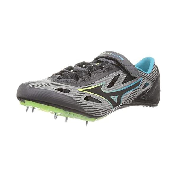 ミズノ(MIZUNO) 陸上スパイク エックスレーザー エリート2 軽量 短距離 U1GA220138 グレー/ブルー/ライム