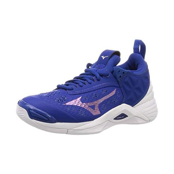 ミズノ(MIZUNO) バレーボールシューズ ウエーブモーメンタム V1GA191206 ブルー×ホワイト 2.5E