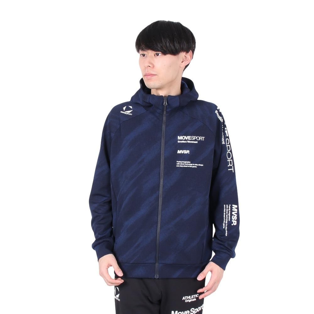 デサント(DESCENTE) MoveSport(ムーブスポーツ) Sunscreen NIR 総柄グラフィック ジャージフーディー ネイビー(NV00) ST5SJG10M