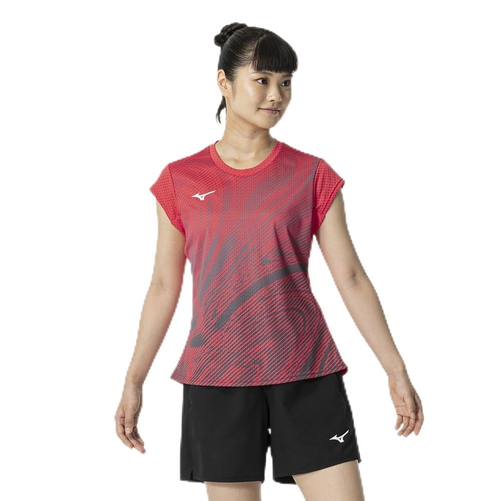 ミズノ(MIZUNO) 庭球/バドミントン ドライエアロフローキープライト 力くらべプルオーバー 半袖 レディース ラディアントレッド 62JAB20063