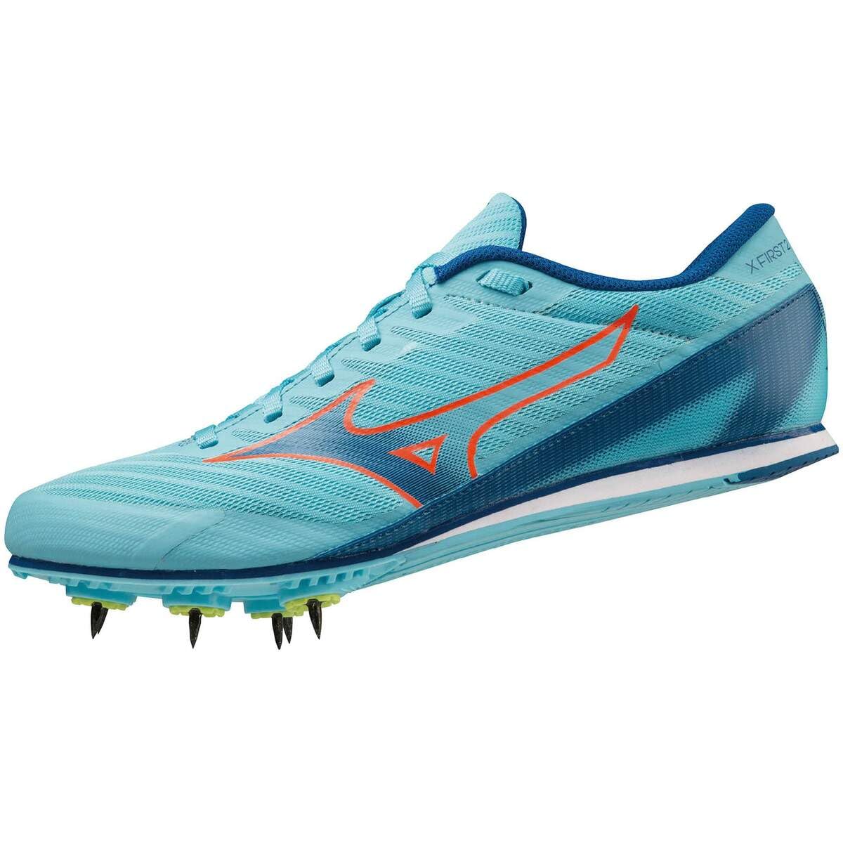 ミズノ(MIZUNO) 陸上スパイク エックスファースト2 軽量 短距離 ターコイズ/コーラル/ブルー U1GA233001