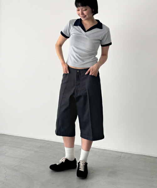 【送料無料】choice_cnl ツイルワークハーフパンツ キャナルジーン CANALJEAN choice_cnl チョイス レディース メンズ ユニセックス ボトムス パンツ ハーフ丈 無地 ツイル ワーク感 ルーズ シンプル カジュアル おしゃれ