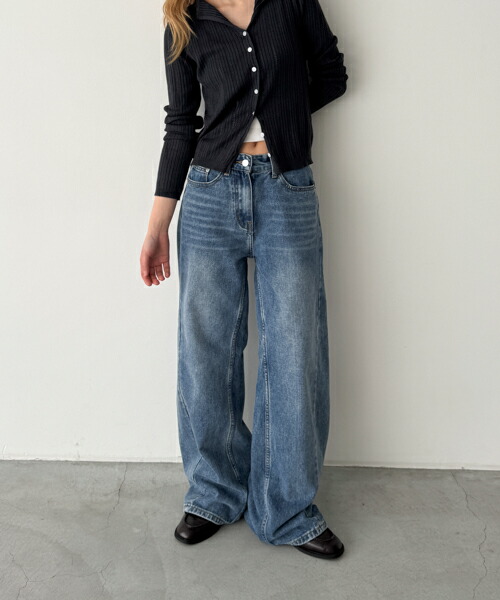 【予約商品：5月上旬お届け予定】【送料無料】OUVIR SKEWデニムパンツ キャナルジーン CANALJEAN オヴィル レディース ボトムス 無地 フルレングス 柔らか デザイン 綺麗 シンプル カジュアル おしゃれ