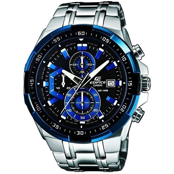 腕時計 メンズ ブル－ シルバー カシオ EDIFICE エディフィス 100m防水 クロノグラフ CASIO EFR-539D-1A2 並行輸入品