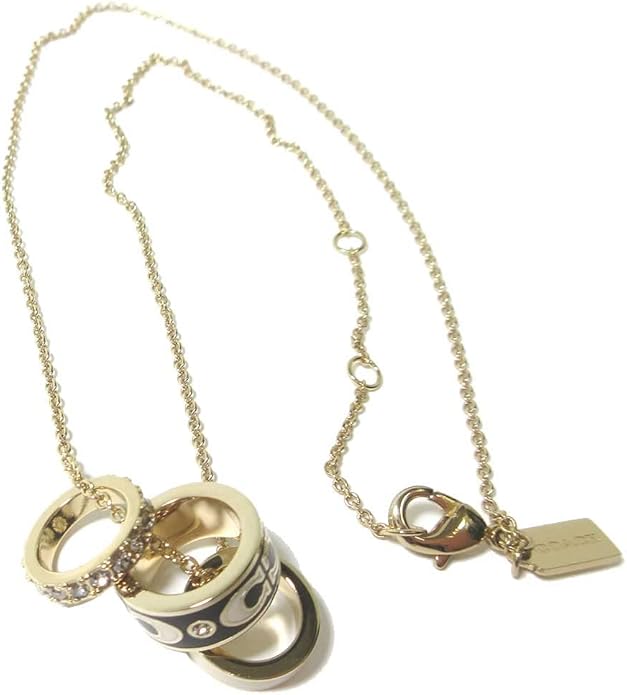 コーチ ロンデル ネックレス ペンダント ゴールド ホワイト 金属素材 中古Aランク ラインストーン クリスタル COACH ★鑑定済み本物保証★ コーチ アウトレット ネックレス レディース シグネチャー ロンデル