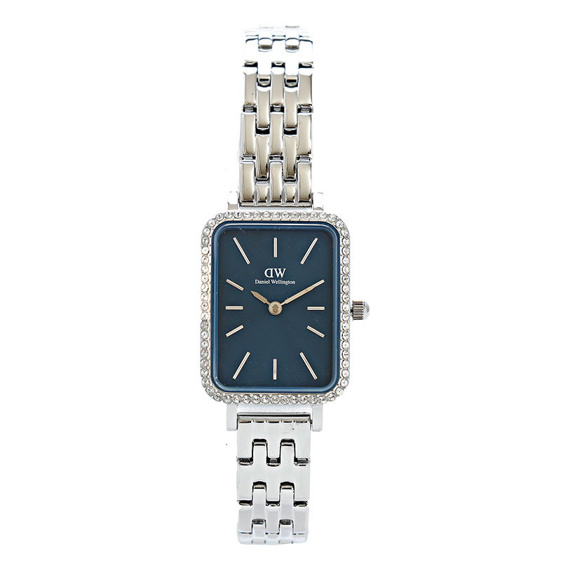ダニエルウェリントン 腕時計 Quadro Lumine Bezel 5-Link DW00100670 シルバー ブルー レディース Daniel Wellington｜カナリア店