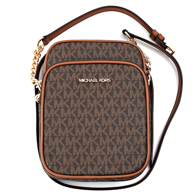 マイケル教科課程 ショルダーバッグ JET SET TRAVEL 35F1GTVC2B-BROWN 赤銅色 書き判柄 レディース MICHAEL KORS