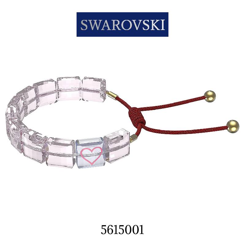 ako_【SWAROVSKI】スワロフスキー ブレスレット ハート ピンク One ブレスレット, ミックスカット, ハート, ピンク, ローズ