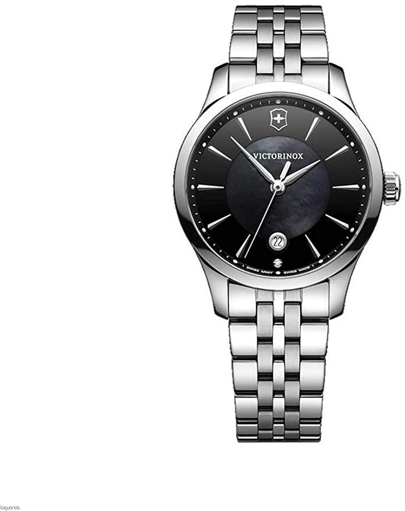 腕時計 シンプル 上品 ビジネス ロゴ 防水 Victorinox ビクトリノックス 241751 ALLIANCE SMALL ステンレススチールケース(316L) ブラックダイヤル ステンレス ブレスレット レディース シルバー カジュアル プレゼント 並行輸入品