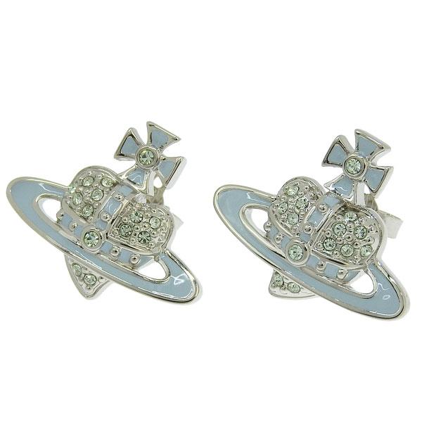 ヴィヴィアンウエストウッド ピアス レディース REVERSE HEART STUD EARRINGS プラチナム ブルー 62010326-02P594 Vivienne Westwood|カナリア店