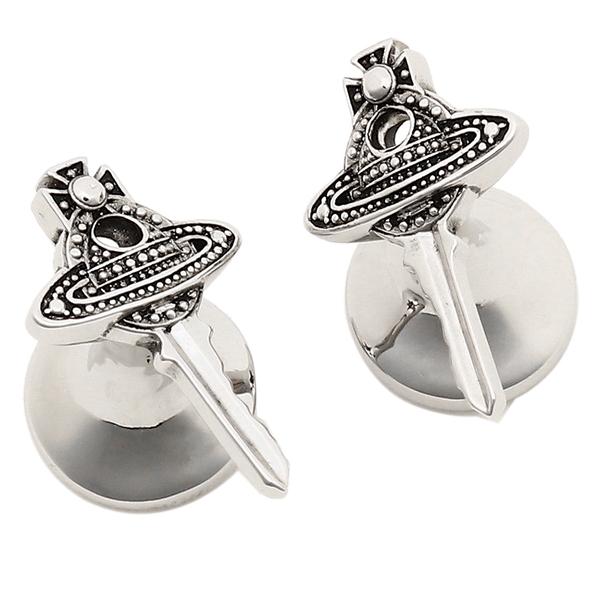 ヴィヴィアンウエストウッド 折り返し 佩び物 MAN VITALIJA CUFFLINKS ANTIQUE PLATINUM BLACK 65030005 02P108 しろがね色 メンズ VIVIENNE WESTWOOD