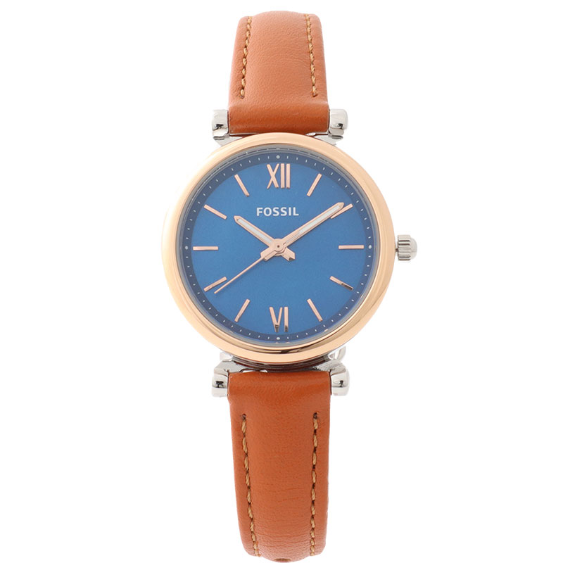 フォッシル 腕時計 レディース ブラウン ブルー CARLIE MINI クオーツ レザー FOSSIL ES4701