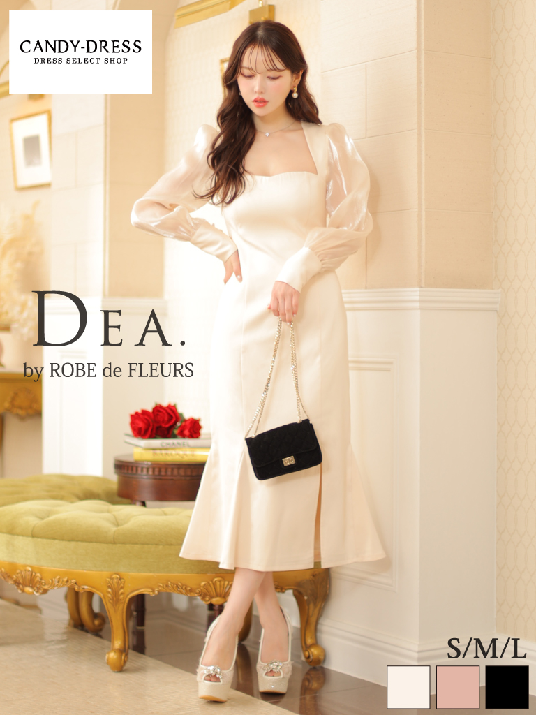 ROBE de FLEURSサテンロングキャバドレス(DE3247)