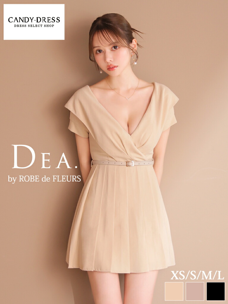 【DEA. by ROBE de FLEURS/ディアバイローブドフルール】ツイル/ Vのど首/ オフショルダー/ 半袖/ 胴締め付き添い人/ 筋目/ 太陽フレア/ ミニお召しもの/ キャバドレス/ 衣装 [DE3391] ローブド ナイト爵お召しもの 寄りあい A生産ライン 分かりやすい 雅びやか ミニワンピ 袖あり